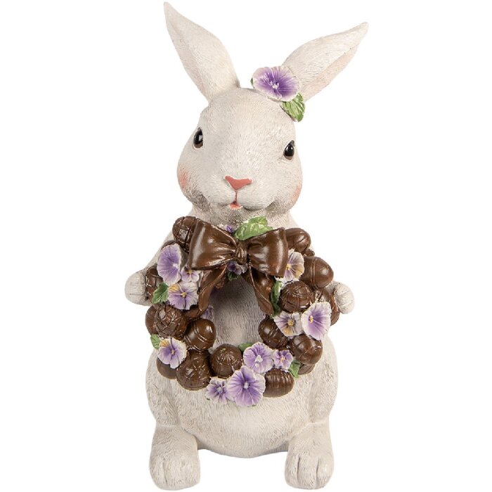 Décoration Lapin Clayre & Eef Blanc-Brun 17x16x30 cm