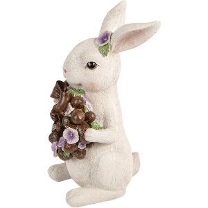 Décoration Lapin Clayre & Eef Blanc-Brun 17x16x30 cm