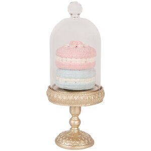 Cloche en verre Clayre & Eef avec décor doré et rose Ø7x17cm