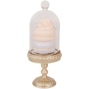 Cloche en verre Clayre & Eef avec décoration dorée et rose Ø 7x17 cm