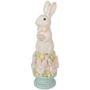 Décoration Lapin Blanc-Rose 12x11x34 cm - Clayre...