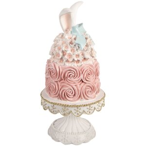 Décoration Gâteau Clayre & Eef Blanc-Rose Ø 17x35 cm