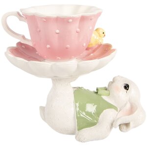 Décoration Lapin Blanc-Rose Clayre & Eef 20x14x17 cm