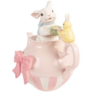 Décoration Lapin Blanc Rose 20x14x20 cm - Clayre...