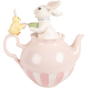 Décoration Lapin Blanc Rose 20x14x20 cm - Clayre & Eef