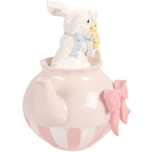 Décoration Lapin Blanc Rose 20x14x20 cm - Clayre & Eef