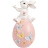 Décoration Lapin sur Œuf Blanc Rose 16x15x29 cm - Clayre & Eef