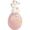 Décoration Lapin sur Œuf Blanc Rose 16x15x29 cm - Clayre & Eef