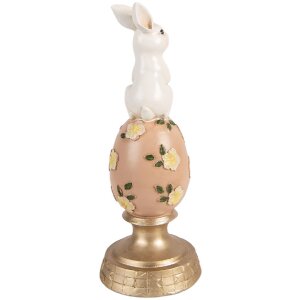 Décoration Lapin sur Œuf Blanc Rose Ø 10x26 cm - Clayre & Eef