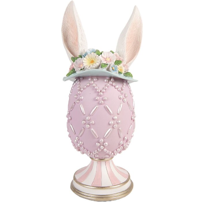 Décoration Oeuf Violet-Blanc Clayre & Eef Ø13x30 cm