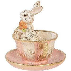 Décoration Lapin dans Tasse Ø12x12 cm, Beige-Rosa – Clayre & Eef