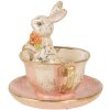 Décoration Lapin dans Tasse Ø12x12 cm, Beige-Rosa – Clayre & Eef