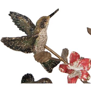 Bougeoir Oiseaux Clayre & Eef – Doré & Rouge 27x17x38 cm