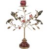 Bougeoir Oiseaux Clayre & Eef – Doré & Rouge 27x17x38 cm