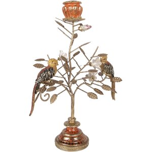Bougeoir Oiseaux Clayre & Eef doré-orange...