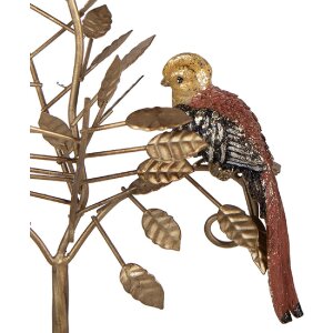 Bougeoir Oiseaux Clayre & Eef doré-orange 26x16x36 cm