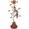 Support à bougies Clayre & Eef Oiseaux Doré Rouge 16x9x33 cm