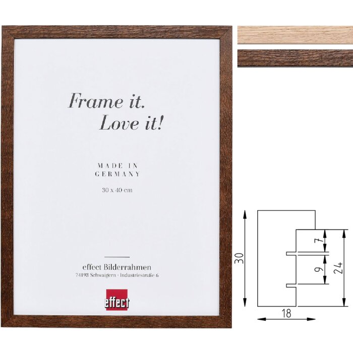 Cadre miroir bois dérable massif profil 2430 moderne