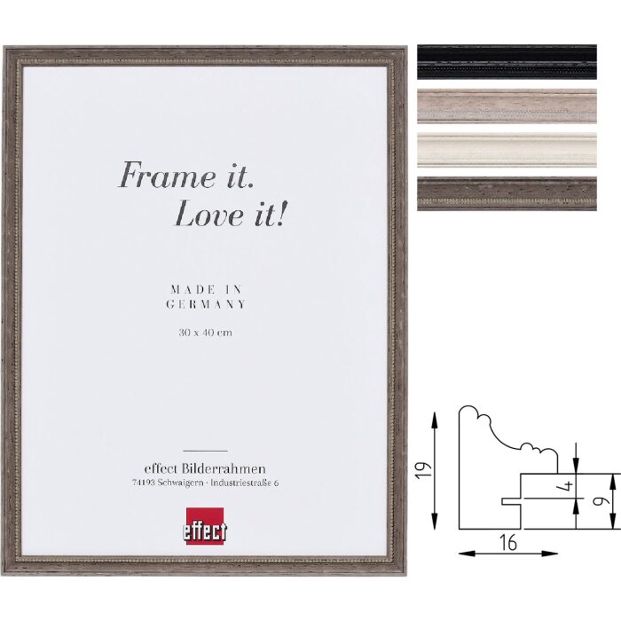 Cadre photo en bois profil 2440 shabby chic, 1,6 cm, 7x10 à 40x60 cm