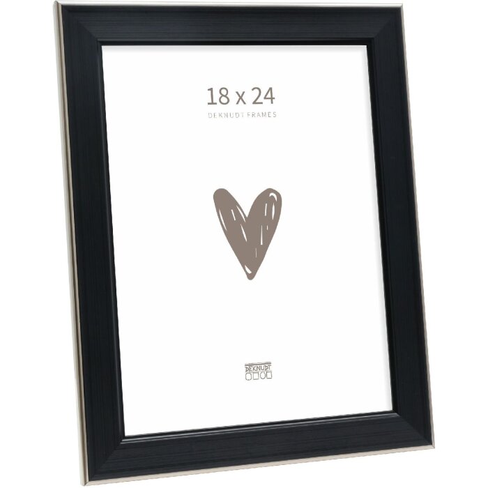 Cadre photo Deknudt S244 noir avec bordure argentée 18x24 cm