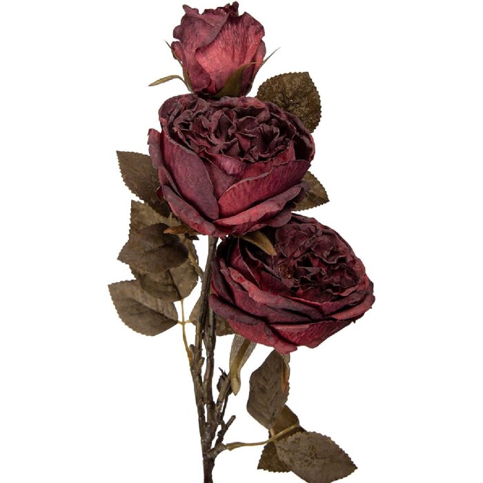 Décoration Murale Branche Fleurs Rouge Vert 12x15x70 cm