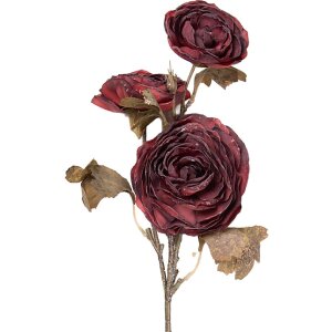 Décoration Branche Fleurs Rouge-Verte 10x12x70 cm Clayre & Eef