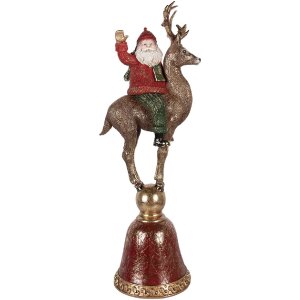 Décoration Père Noël sur Renne Clayre & Eef 24x20x63 cm Marron Rouge