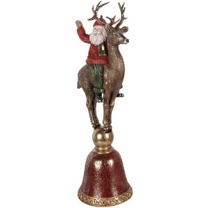 Décoration Père Noël sur Renne Clayre & Eef 24x20x63 cm Marron Rouge