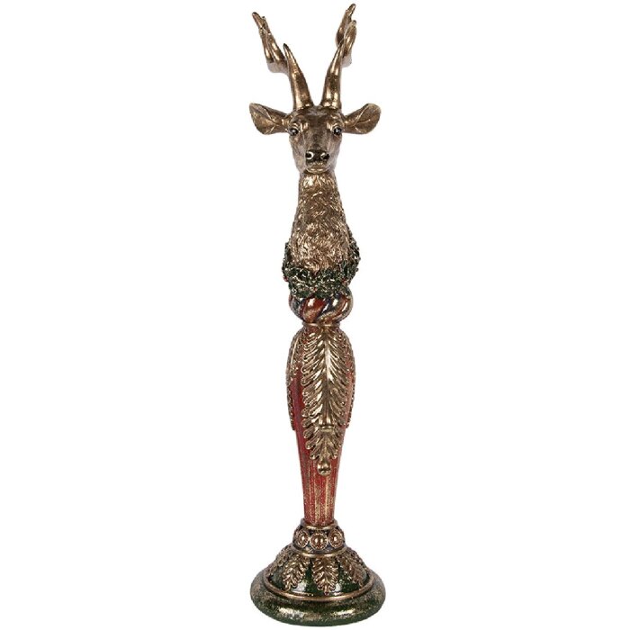 Décoration murale cerf doré avec accents verts 16x22x70 cm