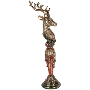 Décoration murale cerf doré avec accents verts 16x22x70 cm