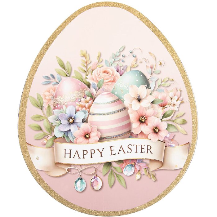 Platine de Table Festive Clayre & Eef Dorée Rose Pastel 35x29cm