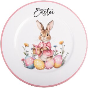 Plat rond Pâques Clayre & Eef 33 cm blanc rose