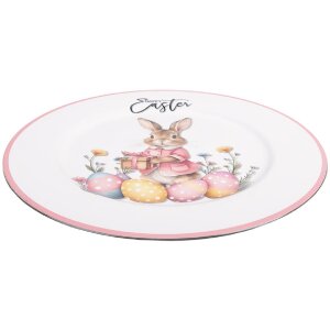 Plat rond Pâques Clayre & Eef 33 cm blanc rose