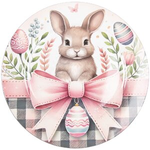 Plat décoratif Clayre & Eef Ø 33 cm blanc rose pour Pâques