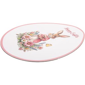 Plat de table Clayre & Eef 66443, blanc avec accent rose