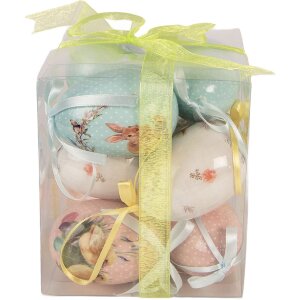 Décoration suspendue œufs set de 9 bleu-blanc Ø 5x8 cm