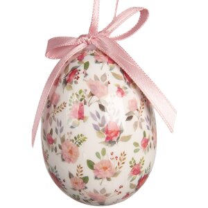 Décoration suspendue œufs blancs et roses – Set de 9 pièces Ø 5x8 cm