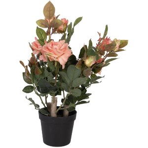 Clayre & Eef 6PL0413P Kunstpflanze Rosen 20x20x55 cm Rosa Grün