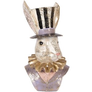 Statue lapin beige irisé Clayre & Eef 14x12x27 cm