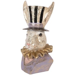 Statue lapin beige irisé Clayre & Eef 14x12x27 cm