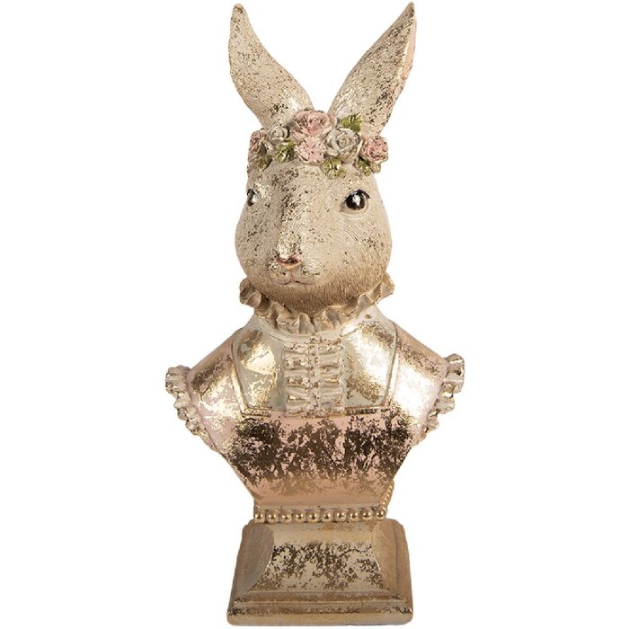 Buste Lapin Beige Rose Clayre & Eef 16x11x31cm
