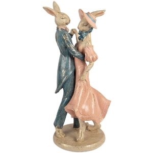 Décoration lapins danseurs Clayre & Eef beige rose bleu 20x18x47 cm