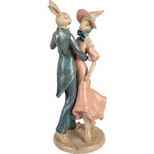 Décoration lapins danseurs Clayre & Eef beige rose bleu 20x18x47 cm