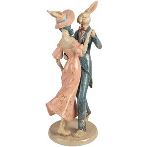 Décoration lapins danseurs Clayre & Eef beige rose bleu 20x18x47 cm