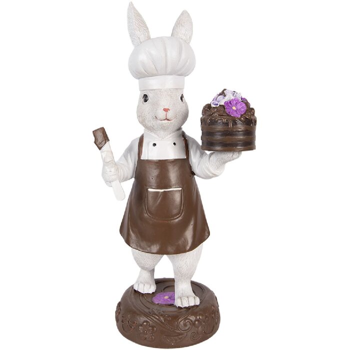 Décoration Lapin Clayre & Eef 15x11x32 cm Blanc-Brun Naturel