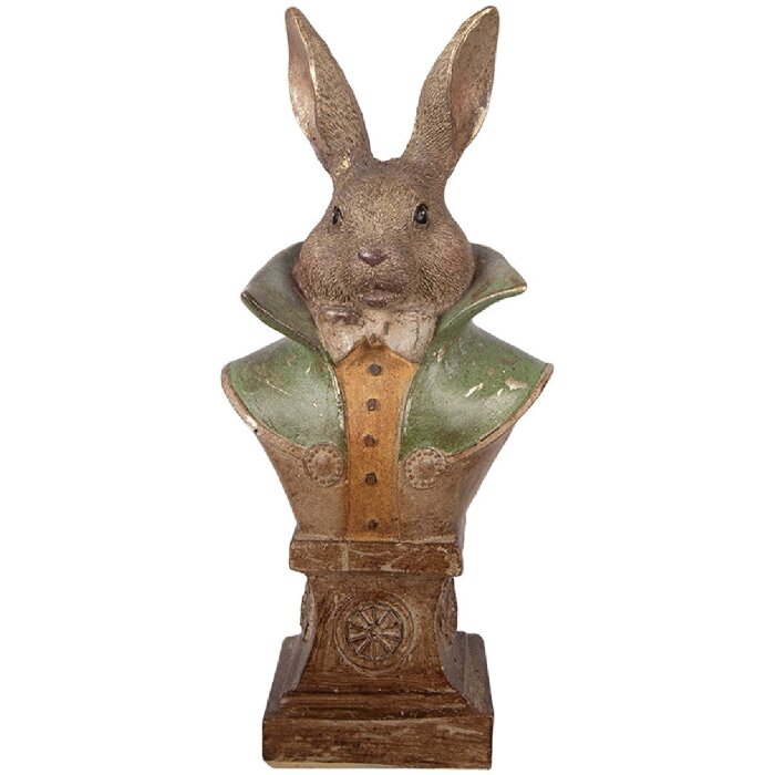 Statue lapin doré-vert Clayre & Eef 12x8x26 cm