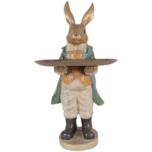 Décoration Lapin avec Bol doré et bleu 20x23x46 cm Clayre & Eef