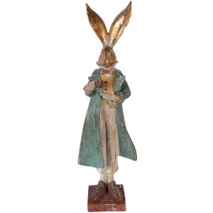 Décoration Lapin Doré Bleu Clayre & Eef 14x12x47 cm