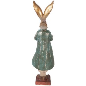 Décoration Lapin Doré Bleu Clayre & Eef 14x12x47 cm