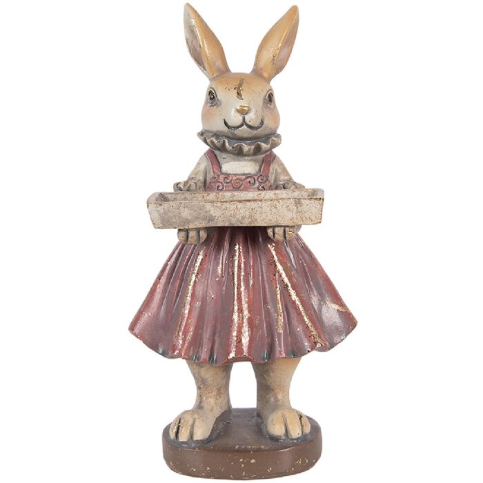 Décoration Lapin Clayre & Eef Beige Rouge 10x8x20 cm